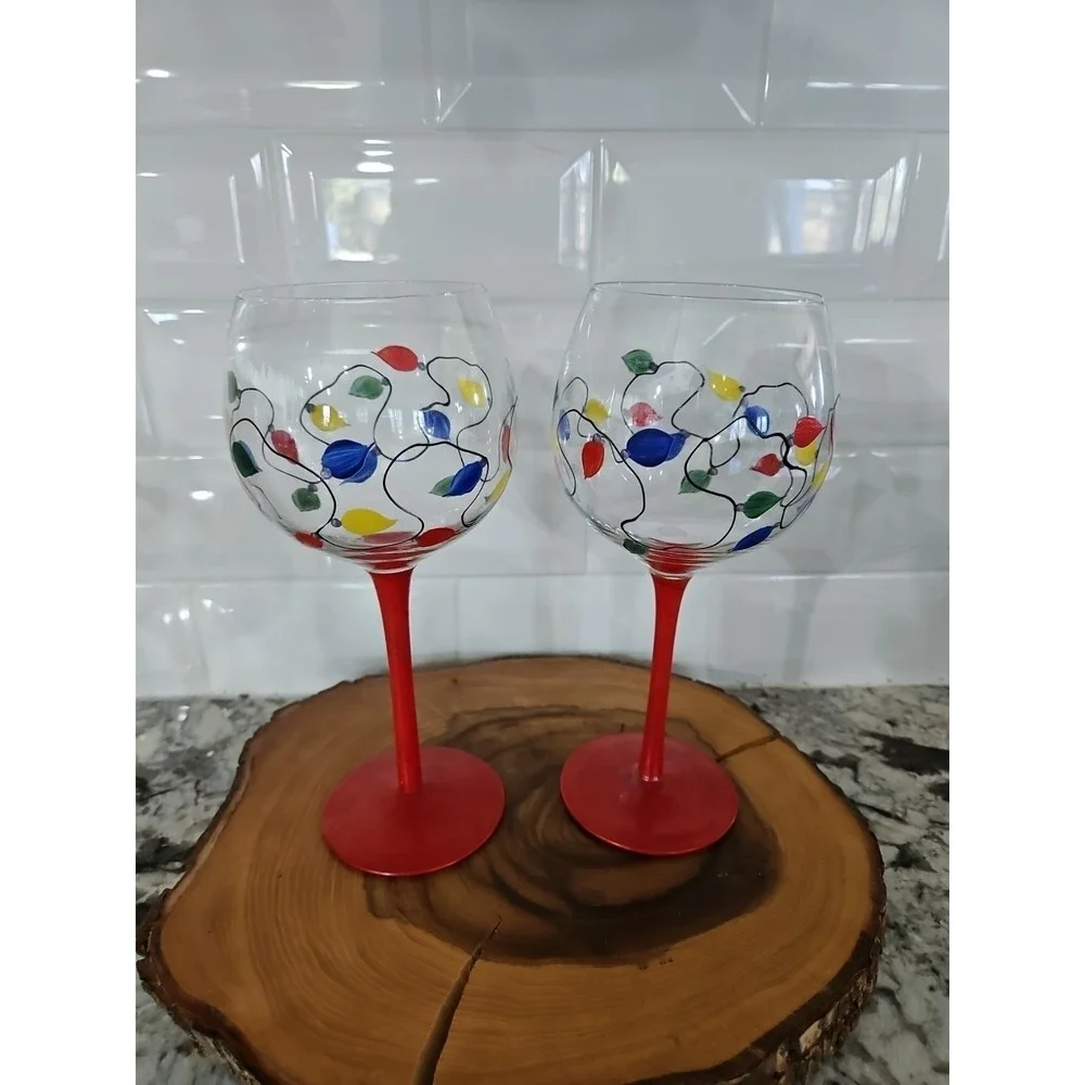 Celebration Goblets Set of 4 Home Essentials & Beyond Hand Painted Christmas Art